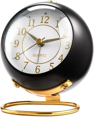 Tetino Relojes despertadores analógicos, retroiluminación retro, bonito diseño simple, pequeño reloj de escritorio con luz nocturna, silencioso sin