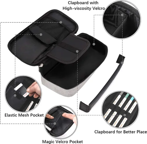 Miniatura 3 de Estuche para lápices de gran capacidad, bolsa de tela Oxford, bolsa de almacenamiento para rotuladores de lápices, soporte para papelería para Gris