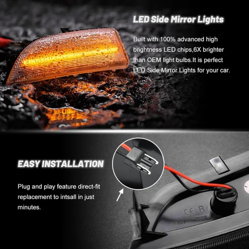 Miniatura 5 de Lámparas LED secuenciales de señal de giro para F-ord Ranger Lariat 2019 2020 2021 2022 2023 ámbar Led Remolque Espejos de remolque Luz Marcadores