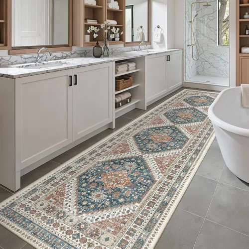 Miniatura 430 de Madane Tapete lavable de 2 x 10 pies para pasillo, cocina, recibidor, clásico, suave, antideslizante para interiores, casa de campo, baño, sala