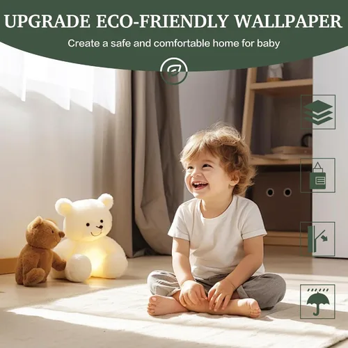Miniatura 3 de Dimoon Papel Tapiz Despegar y Pegar de 17.3''x78.7'' Papel de Contacto Verde para Nuevos Materiales Ecológicos Engrosamiento Actualización Relieve