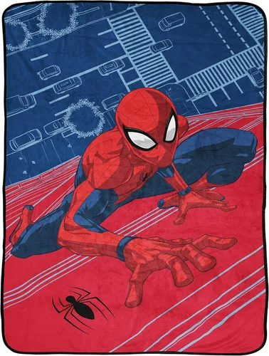 Jay Franco Marvel Spiderman Wall Walk - Manta que mide 46 x 60 pulgadas, ropa de cama para niños, vellón súper suave resistente a la decoloración