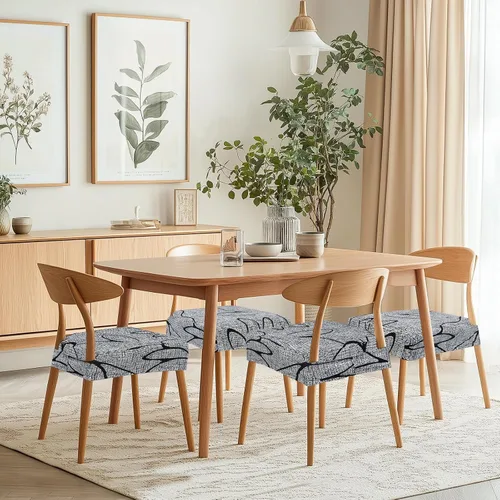 Miniatura 3 de SearchI - Juego de 6 fundas elásticas de asiento, suaves, extraíbles y lavables, para sillas de comedor, fundas protectoras de asiento de comedor