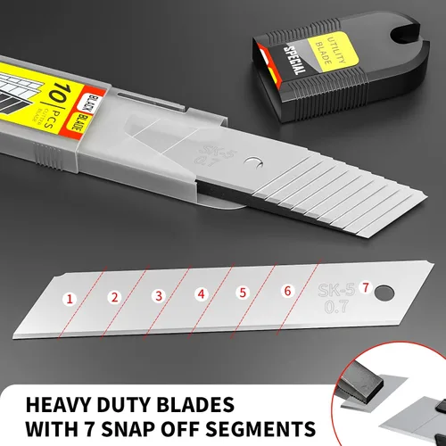 Miniatura 6 de Paquete de 50 cuchillas de cuchillo utilitario de 0.984 in, cuchillas a presión para cortadores de caja retráctiles y cuchillos, cuchillas SK5