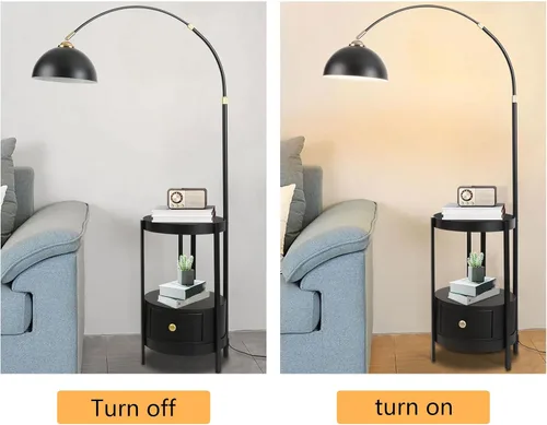 Miniatura 5 de OUKANING Lámpara de pie de decoración industrial con luz de escritorio rústica de metal ajustable, para sala de estar, dormitorio, oficina, casa