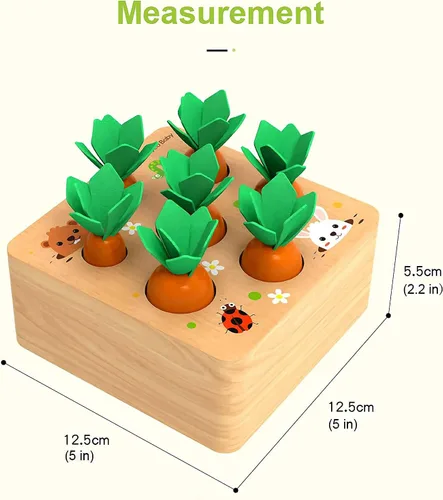 Miniatura 5 de Juguetes Montessori para niños de 1 año, juego de clasificación de tamaño en forma de zanahoria, juguetes de madera para bebés de 6 a 12 meses