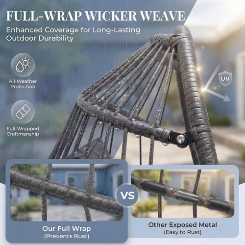 Miniatura 8 de NICESOUL Silla plegable con soporte, cómodas sillas colgantes para patio para adultos, 350 libras, resistente y duradera, sillas de cáscara de huevo