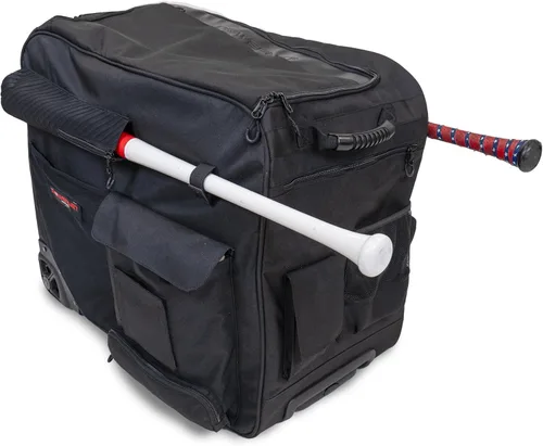 PowerNet Bolsa de cubo con ruedas, capacidad para 2 cubos de pelotas de béisbol y sóftbol de 6 galones, bolsillos de almacenamiento para bate de