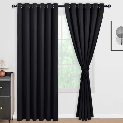 Miniatura 54 de DWCN Cortinas 100% opacas de 84 pulgadas de largo para dormitorio con forro negro, paneles de cortina de ventana de doble capa con aislamiento Azul