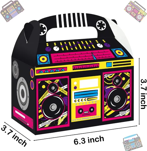 Miniatura 2 de umoni Suministros de fiesta de los años 80 y 90, cajas de recuerdo Boombox, decoraciones de fiesta de cumpleaños, 12 cajas de regalo de fiesta