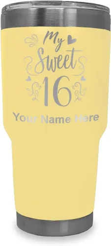 Miniatura 7 de LaserGram Taza aislada al vacío de 20 onzas, My Sweet 16, grabado personalizado incluido (gris)