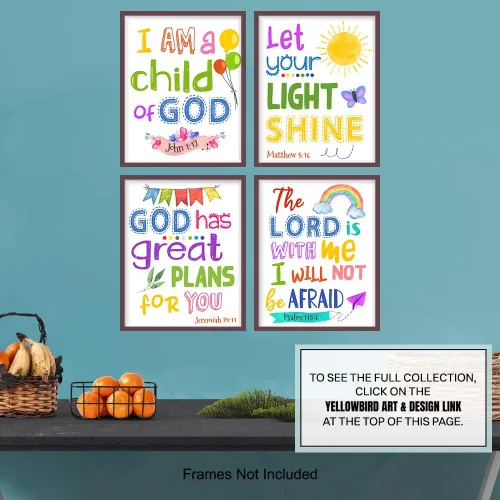 Miniatura 7 de Arte de pared con versículo bíblico, arte de pared de las Escrituras, obra de arte cristiana para niños, dormitorio de niñas, regalos religiosos