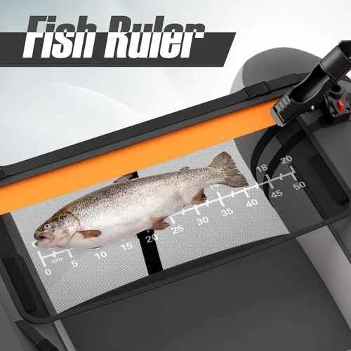 Miniatura 5 de GYMAX Tubo flotador de pesca, barco de pesca inflable de 350 libras con paleta, bomba, aletas, estatores de anzuelos, regla de pescado, bolsillos