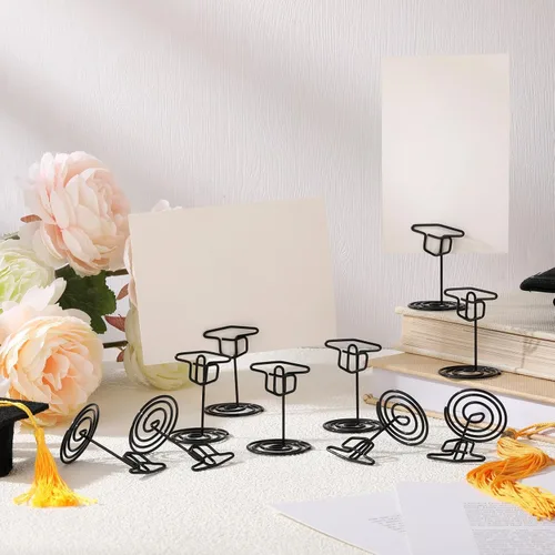 Miniatura 5 de Rtteri 30 piezas de soporte de foto de graduación con gorra de graduación de 2 pulgadas, soportes negros para centros de mesa, soportes de número