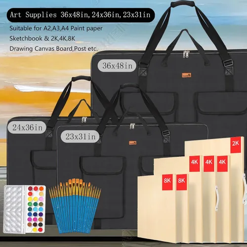 Miniatura 7 de TreochtFUN Art Portfolio - Funda de 24 x 36 pulgadas, bolsa de transporte de tela suave resistente al agua con bolsa y correa, carpeta A1