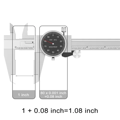 Miniatura 2 de HDLNKAK Calibrador de Dial a Prueba de Golpes Calibrador de Dial de Precisión con Carátula Negra Rango de 0-6", Resolución de 0.001" Calibrador de 6