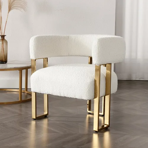 Miniatura 16 de Silla de acento barril para sala de estar con patas de metal dorado, silla lateral de terciopelo suave tapizada para dormitorio, sillón de lectura