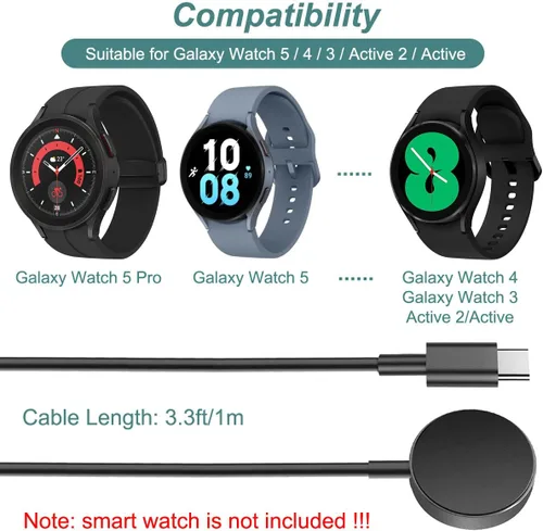 Miniatura 2 de Cargador para Samsung Watch - Galaxy Watch 7 Ultra/6/6 Classic/5/5 Pro/4/4 Classic/3/Active 2/Cable de carga activo con funda de aluminio (USB-C)