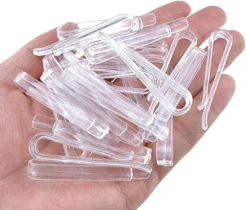 Miniatura 8 de HAHIYO 2 pulgadas/1.969 in 120 piezas de plástico transparente en forma de U pinzas de cocodrilo pinzas para ropa camisa clips plegables con dientes