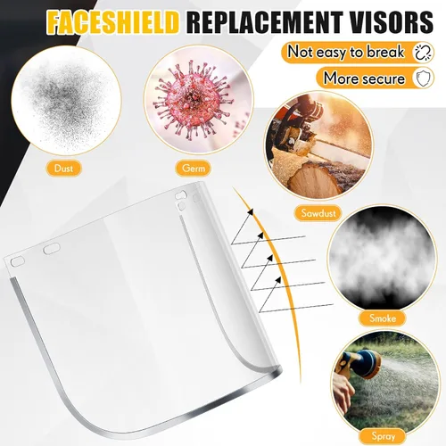 Miniatura 6 de Kingdder 6 piezas de viseras de protección facial transparentes de repuesto para molienda y corte, viseras de protección facial de seguridad de 15x