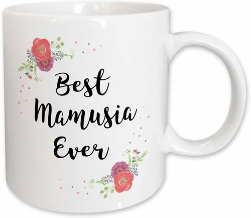 Miniatura 10 de 3dRose InspirationzStore – Love Series – Floral Best Mamusia Ever bonita acuarela rosa flores – Polaco mamá – tazas (taza_311973), Negro/Blanco