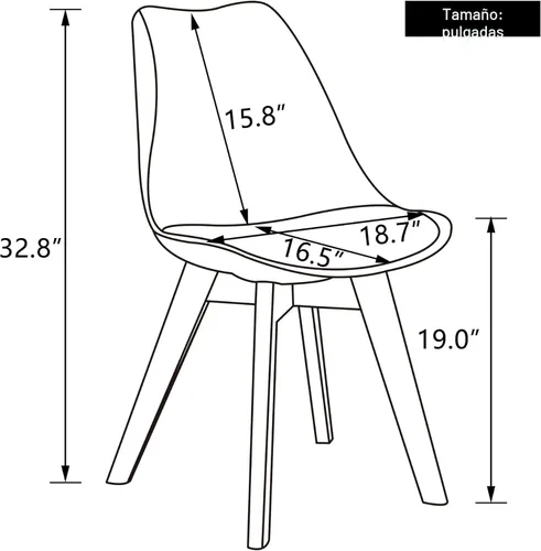 Miniatura 3 de LSSBOUGHT Sillas de comedor modernas de mediados de siglo, silla auxiliar de plástico con acolchado suave y patas de madera para comedor, sala