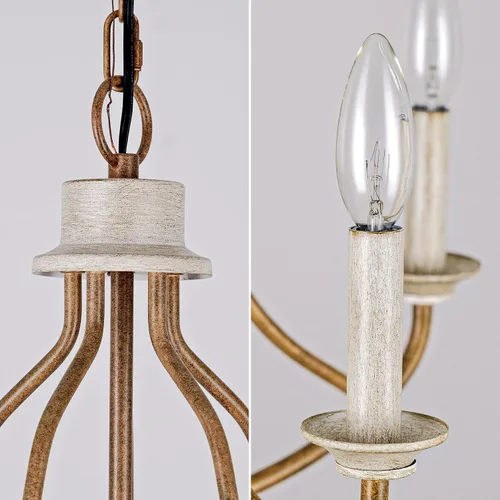 Miniatura 5 de Lámpara de araña retro de bronce de 5 luces, 25 pulgadas, estilo rústico antiguo, para isla de cocina, comedor y sala de estar (bronce retro)