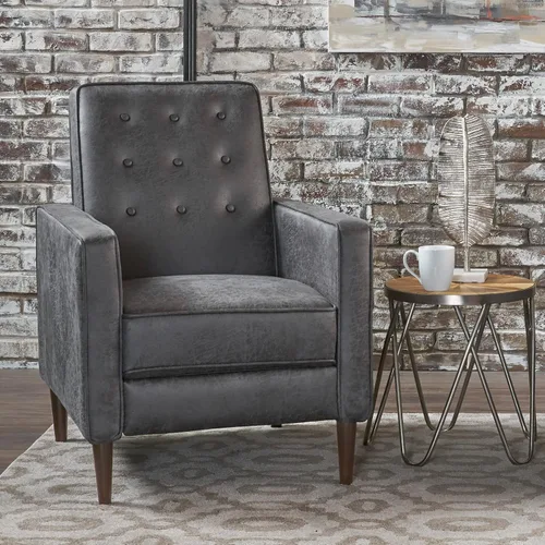 Miniatura 2 de GDFStudio Macedonia - Sillón reclinable de tela con respaldo copetudo, moderno Pizarra / Espresso oscuro