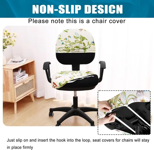 Miniatura 3 de Smiry Fundas elásticas para silla de computadora de oficina, universales, lavables, extraíbles y giratorias, fundas protectoras para asiento + Beige