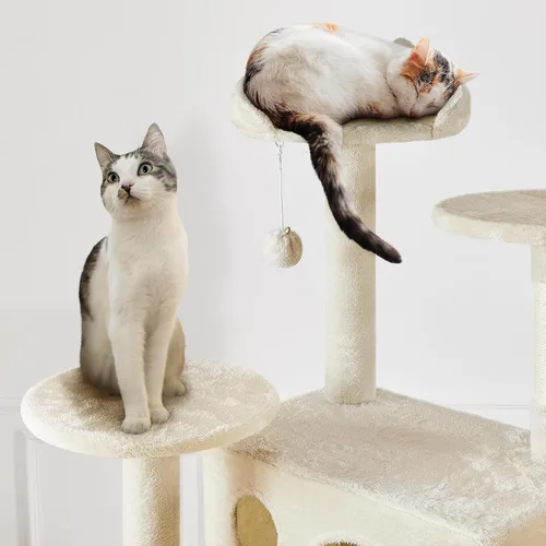 Miniatura 8 de Yaheetech Árbol para gatos XL, torre para gatos de varios niveles de 80 pulgadas con postes para rascar, condominio doble, plataformas encaramadas