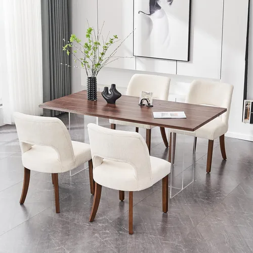 Miniatura 50 de VKNOW Juego de 2 sillas de comedor de madera, silla de comedor tapizada en tela moderna, silla de cocina, silla de cena de granja para cocina y Verde