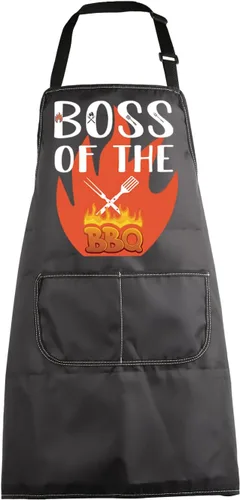 MBMSO Boss Grill BBQ Chef Delantal Boss of the BBQ Delantal Boss Barbacoa Regalos para amantes de la barbacoa, delantal de cocina, delantal para