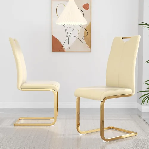 Miniatura 23 de yeag Juego de Sillas de Comedor Modernas de 2 Unidades, Sillas de Cocina y de Sala de Estar con Respaldo Alto, con Patas de Metal Cromado Dorado