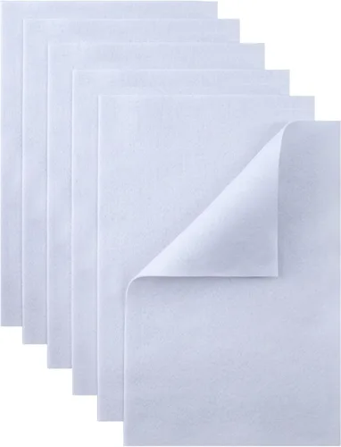 Hojas de fieltro blanco HaoFeiJH - 6 piezas de cuadrados de fieltro suave (8x12 A4), 1.5mm de espesor, ideal para costura, retazos, decoración,
