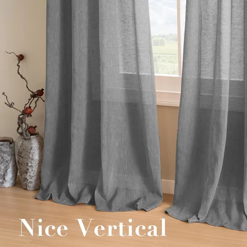 Miniatura 7 de H.VERSAILTEX Cortinas Semi Transparentes de Lino Juego de Par 63 Cortinas Transparentes con Textura de Lino Paneles de Tratamiento de Ventanas