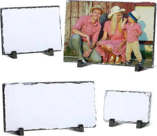 Miniatura 8 de 4 piezas de sublimación de pizarra en blanco rectangular personalizada, marco de fotos de pizarra de piedra mate de transferencia de calor