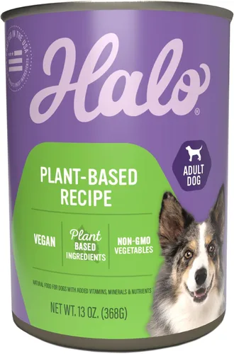 Halo Holistic - Alimento húmedo vegano para perros, receta a base de plantas, comida enlatada para perros, salud digestiva completa, perros adultos,