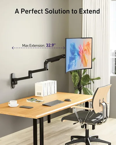 Miniatura 5 de Ergounion Brazo de extensión solo para soportes de monitor Ergounion, para aumentar la longitud del brazo, actualización perfecta para el brazo