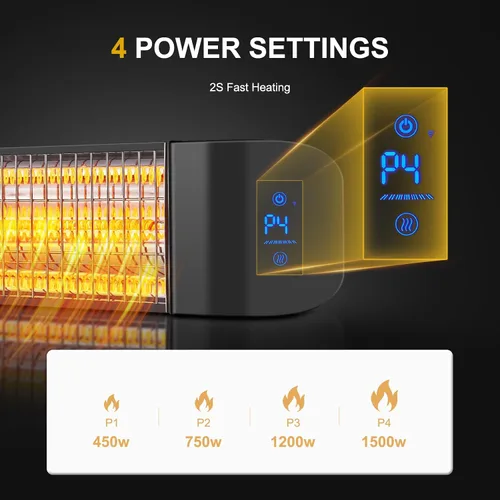 Miniatura 4 de Pasapair Calentador eléctrico para patio, calentador infrarrojo inteligente para interiores, temporizador de 24 horas con control de aplicación