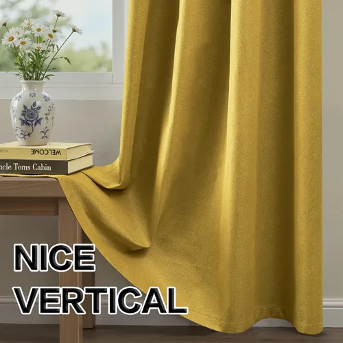 Miniatura 6 de DONREN Cortinas opacas de lino con aislamiento térmico de 52 x 95 pulgadas, cortinas de oscurecimiento de habitación con ojales para dormitorio