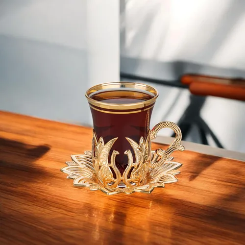 Miniatura 7 de Vasos de té turco vintage hechos a mano con platillo y soportes, tazas otomanas y árabes, juego de 6 para servir a los invitados, té, cena, regalos