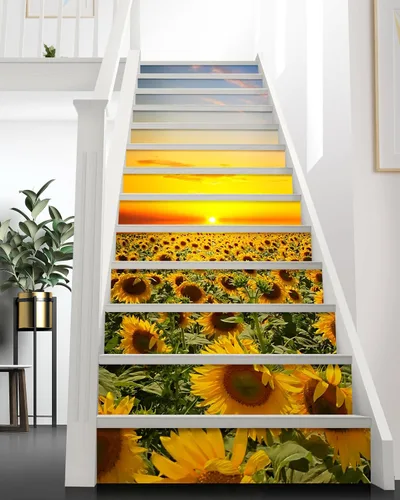 Miniatura 9 de FLFK Calcomanías para escaleras - Adhesivos para escaleras tipo pela y pega, Calcomanías para elevadores de escalera estilo cascada autoadhesivas