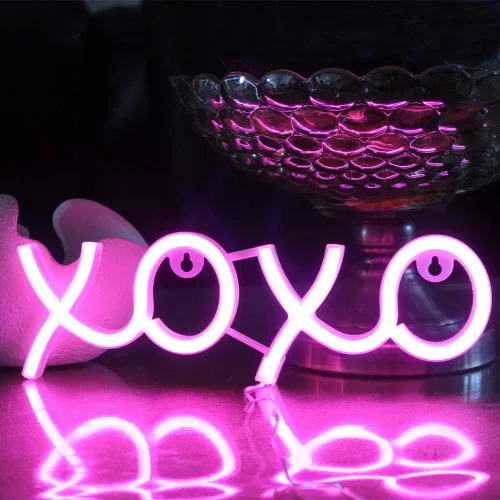 Miniatura 16 de XOXO - Letrero de luz LED de neón rosa para el día de San Valentín para pared de dormitorio, luces de neón para decoración de pared, letrero Xoxo
