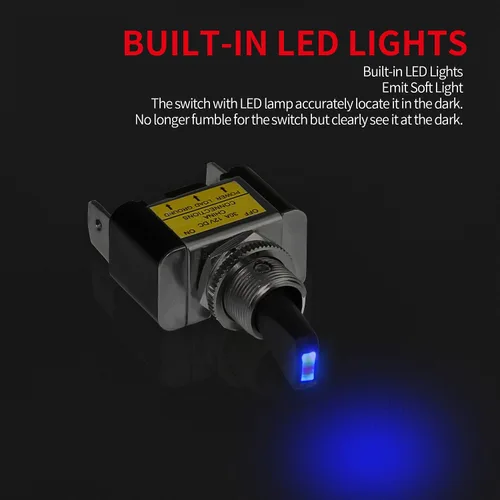 Miniatura 2 de DaierTek Interruptor de palanca con luz LED azul de 12 V, 30 amperios, 12 voltios, interruptor de palanca SPST ON Off 2 posiciones 3pin