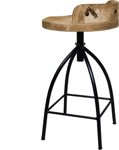 Miniatura 8 de TUP THE URBAN PORT Pia Taburete de altura de mostrador de estilo industrial de 25 a 31 pulgadas con asiento giratorio ajustable, marrón, negro