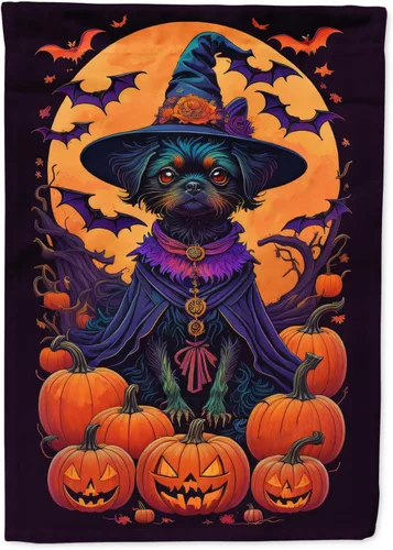 Caroline's Treasures DAC1466GF - Bandera decorativa para jardín de Halloween de Affenpinscher Witchy para jardín, decoración para patio exterior,