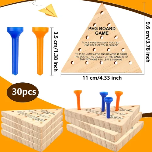 Miniatura 2 de 30 paquetes de juego de clavijas de madera, juego de triángulos complicados para familia, viajes, adolescentes y adultos