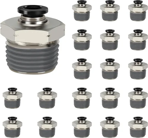 Miniatura 12 de Tubo neumático macho recto de 5/16 pulgadas OD x 1/4 pulgadas NPT Push para conectar accesorios modo PC5/16xN02 (paquete de 2)