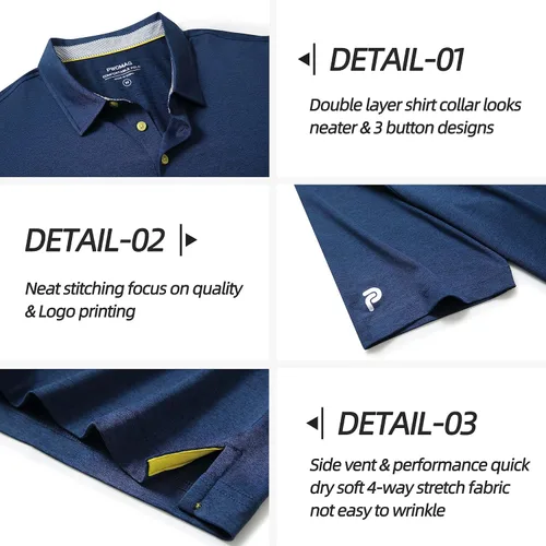 Miniatura 3 de Polo de golf para hombre, absorbe la humedad, ajuste seco, atlético, manga corta, a rayas, para hombre