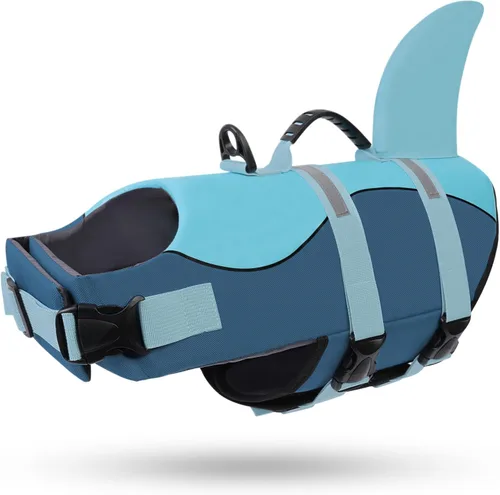 Miniatura 38 de Queenmore - Chaleco salvavidas Ripstop de tiburón para perro, ajustable, con alta flotabilidad y asa de rescate duradera, para perros pequeños